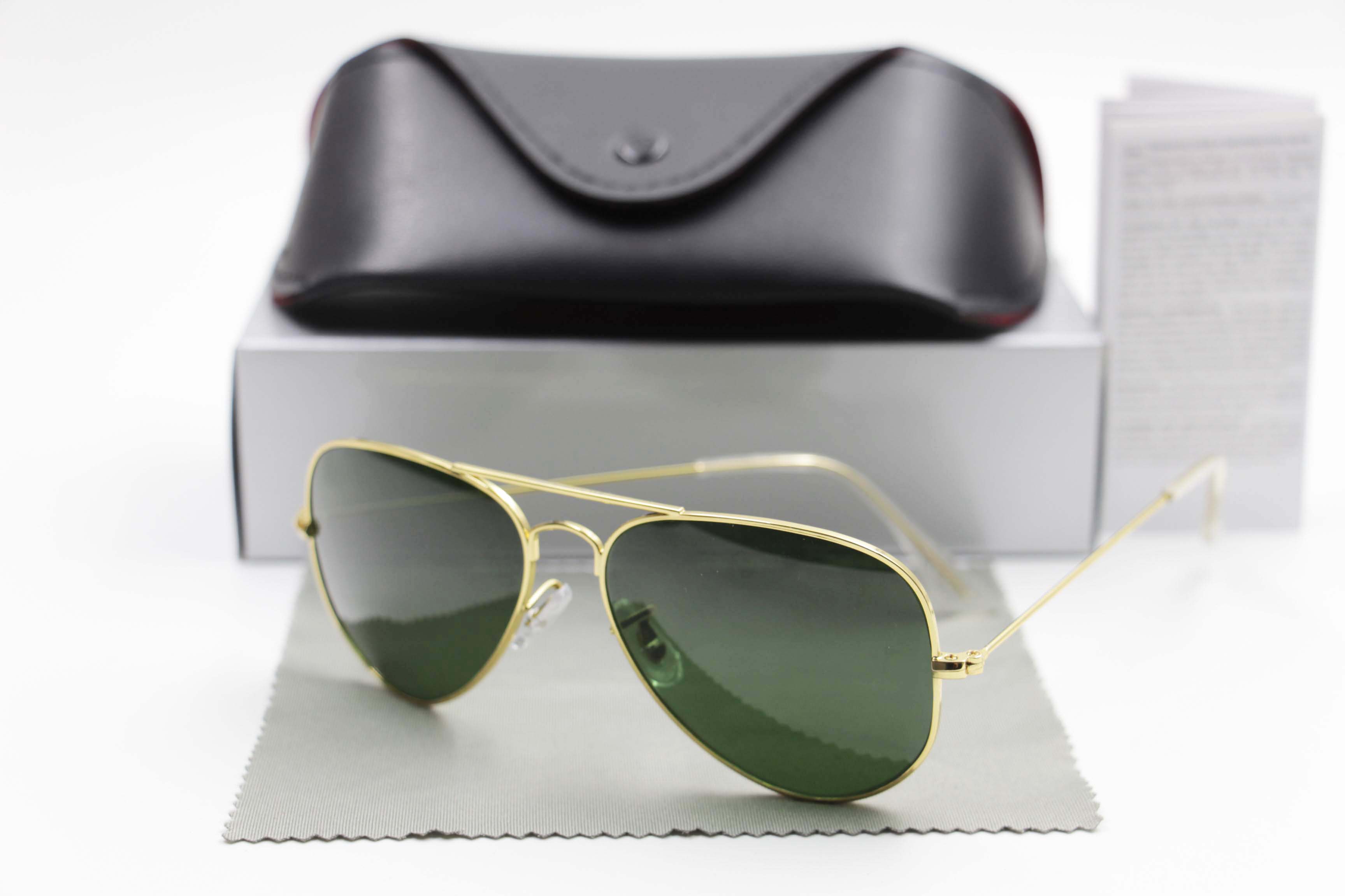 High Quality Classic Pilot Sunglasses Designer Brand ray Mens Womens Sun Glasses Eyewear Gold Metal Green 3025 58mm 62mm bans Glass Lenses, White;black
High Quality Classic Pilot Sunglasses Designer Brand ray Mens Womens Sun Glasses Eyewear Gold Metal Green 3025 58mm 62mm bans Glass Lenses, White;black