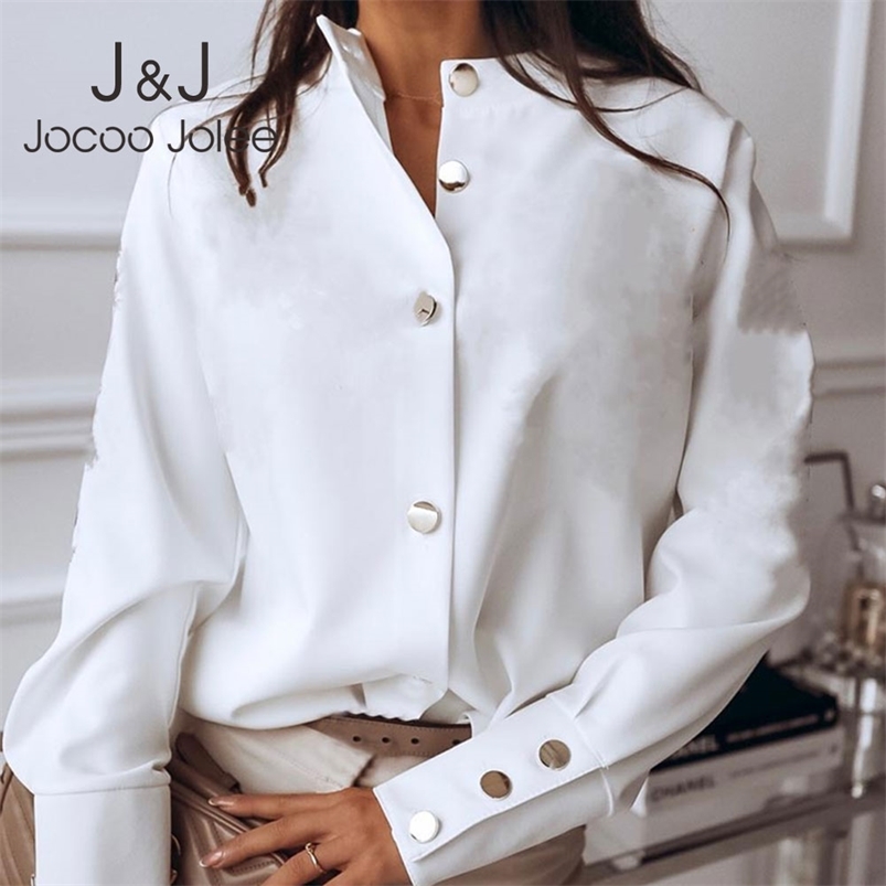 Jocoo Jolee Women Elegant Spring Long Sleeve Metal Button Blouses Office Lady Shirt Casual Loose Blouse Tops Plus Size 3XL 210518, White
Jocoo Jolee Women Elegant Spring Long Sleeve Metal Button Blouses Office Lady Shirt Casual Loose Blouse Tops Plus Size 3XL 210518, White