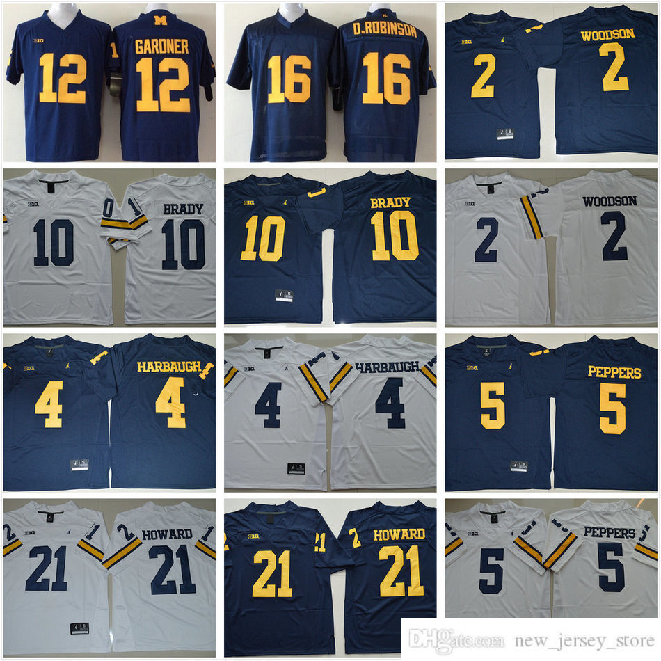 NCAA Michigan Wolverines Football College 10 Tom Brady Jerseys 2 Charles Woodson 4 Jim Harbaugh 5 Jabrill Peppers 21 Desmond Howard Jersey, Same as picture
NCAA Michigan Wolverines Football College 10 Tom Brady Jerseys 2 Charles Woodson 4 Jim Harbaugh 5 Jabrill Peppers 21 Desmond Howard Jersey, Same as picture