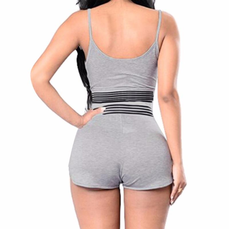 Women's Fashion Striped Sexy Sport Active Tank Top Shorts 2 Piece Female Set Tracksuit Sports Suit Jogging Femme Black Grey Two Dress
