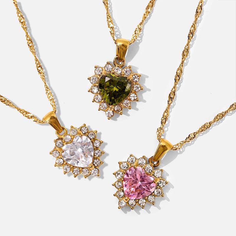 Pendant Necklaces Stainless Steel Valentine's Day Necklace Heart Micro Pave Multicolor Cubic Zirconia Pendants Collar Women Wedding Party Je
Pendant Necklaces Stainless Steel Valentine's Day Necklace Heart Micro Pave Multicolor Cubic Zirconia Pendants Collar Women Wedding Party Je