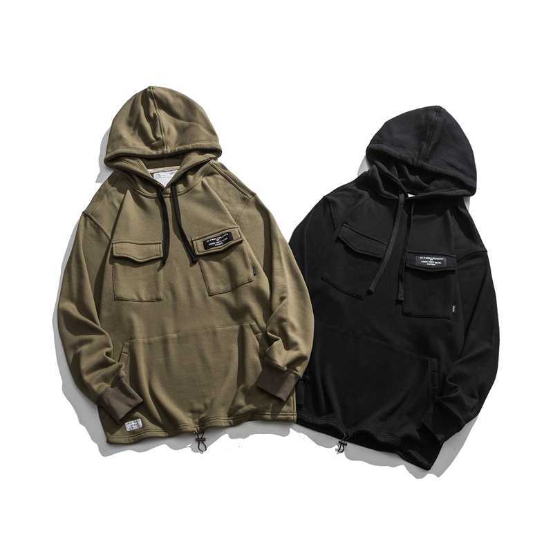 Pullover Oversized Hoodie Men Army Green Harajuku Hoodie Sweatershirt Japanese Streetwear Hip Hop Loose Casual Autumn Cotton 210603