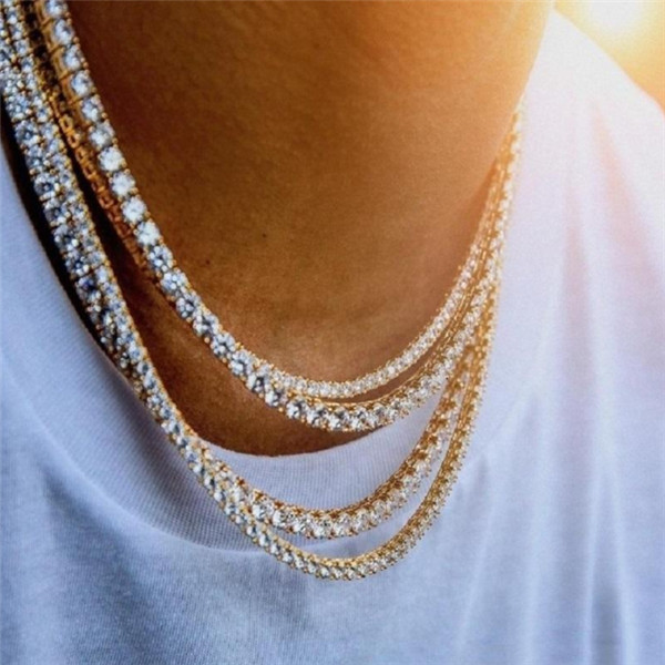 Mens Diamond Iced Out Tennis Gold Chain Necklaces Fashion Hip Hop Jewelry Necklace 3mm 4mm 5mm, Silver
Mens Diamond Iced Out Tennis Gold Chain Necklaces Fashion Hip Hop Jewelry Necklace 3mm 4mm 5mm, Silver