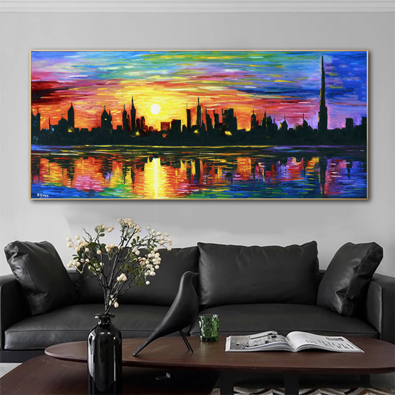 Knife Painting Colorful Oil Painting Printed On Canvas Abstract Wall Art For Living Room Modern Home Decor Landscape Pictures