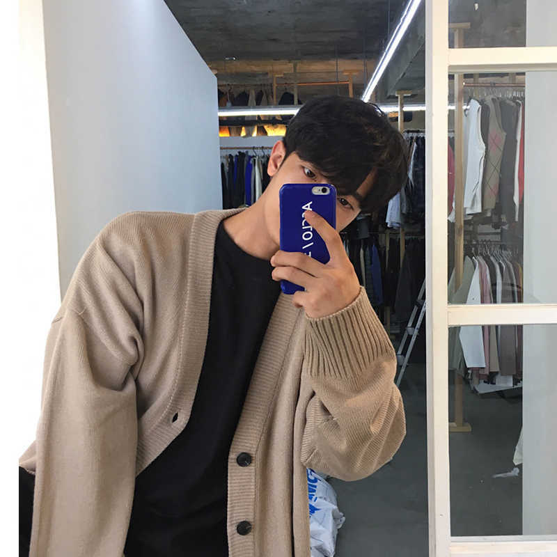 IEFB / Men's Wear Knitted Sweater Loose V-neck Single-breasted Solid Color Knitted Cardigan Coat Spring Autumn 9Y3266 211008