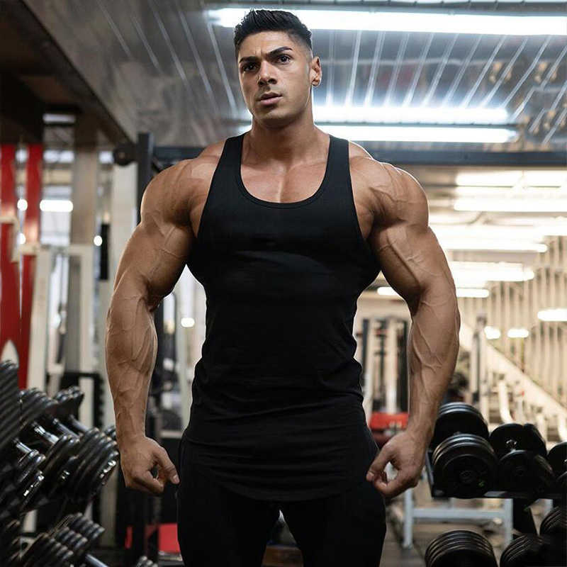 Plain Cotton Bodybuilding Sleeveless Shirts Gym Tank Top Men Fitness Tops Mens Singlets Street Workout Vest Clothes 210623