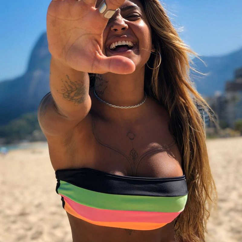 Women Swimsuit Bikini Set Arrival Plus Size Bandage Bathing Suit Female Swimwear Sets Striped Swim Beach Wear 210611