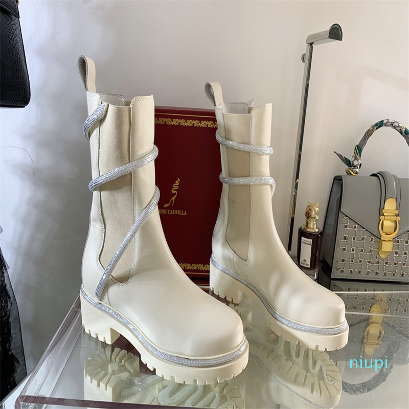 2021 snake embellished elastic and leather one-foot thick-soled motorcycle women boots 888, White
2021 snake embellished elastic and leather one-foot thick-soled motorcycle women boots 888, White