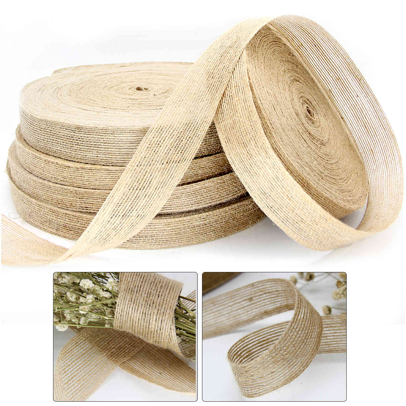 Natural jute hembly fabric ribbon wedding parties and home decor DIY craft gifts wrapped for Valentine's Day gift decorating
