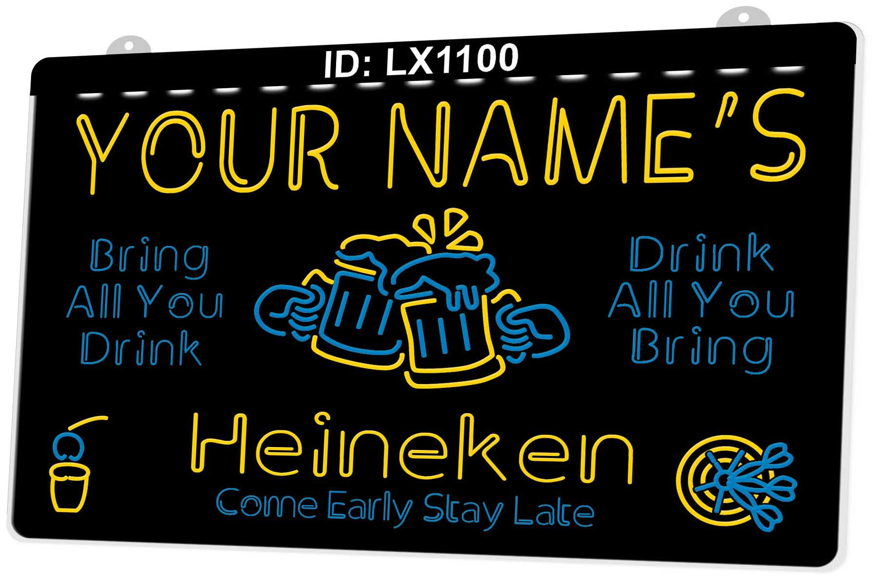 LX1100 Your Names Mug Heineken Come Early Stay Late Dual Color Light Sign LED 3D Engraving Wholesale Retail
LX1100 Your Names Mug Heineken Come Early Stay Late Dual Color Light Sign LED 3D Engraving Wholesale Retail