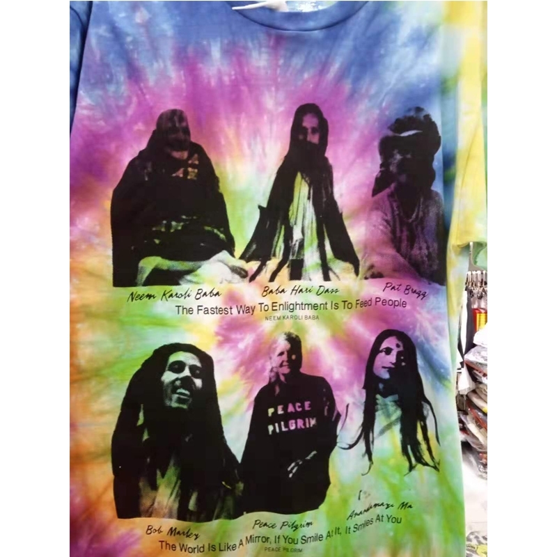 Real Pictures Online Ceramics T Shirt Men Women Tie Dyeing Peace Pilgrim T-shirt 210420