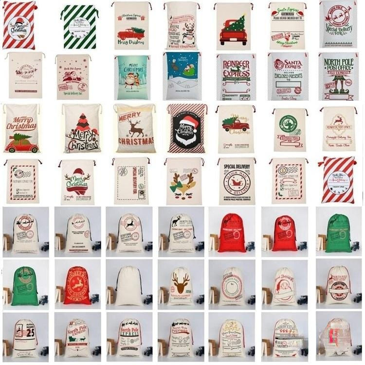 

Christmas Drawstring Bags Large Size Santas Claus Santa Sacks Bag Party Favor Supplies Canvas bagXmas Decorations