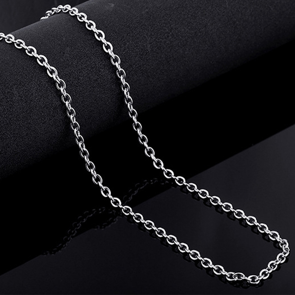 3mm/4mm Silver Stainless Steel Trace O Chain Link for Men Women Necklace 45cm-75cm Length with Velvet Bag