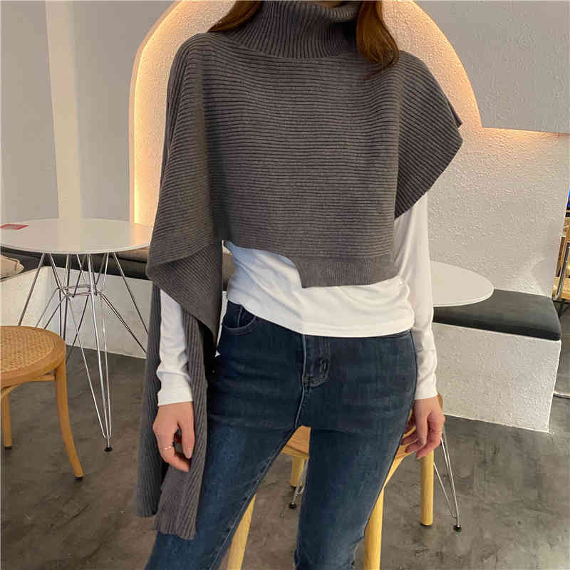 Autumn Winter OL Turtleneck Sleeveless Pullover Sweater Women Short Tops Elegant Knitted Vest Sweaters Waistcoat 210421