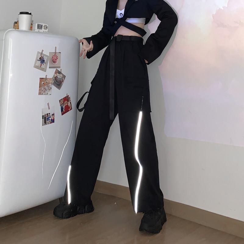 Women's Pants & Capris Cargo Women 2021 Loose Fitting High Waist Long Trousers Streetwear Trendy Reflective Casual Black Y2K, Black;white
Women's Pants & Capris Cargo Women 2021 Loose Fitting High Waist Long Trousers Streetwear Trendy Reflective Casual Black Y2K, Black;white