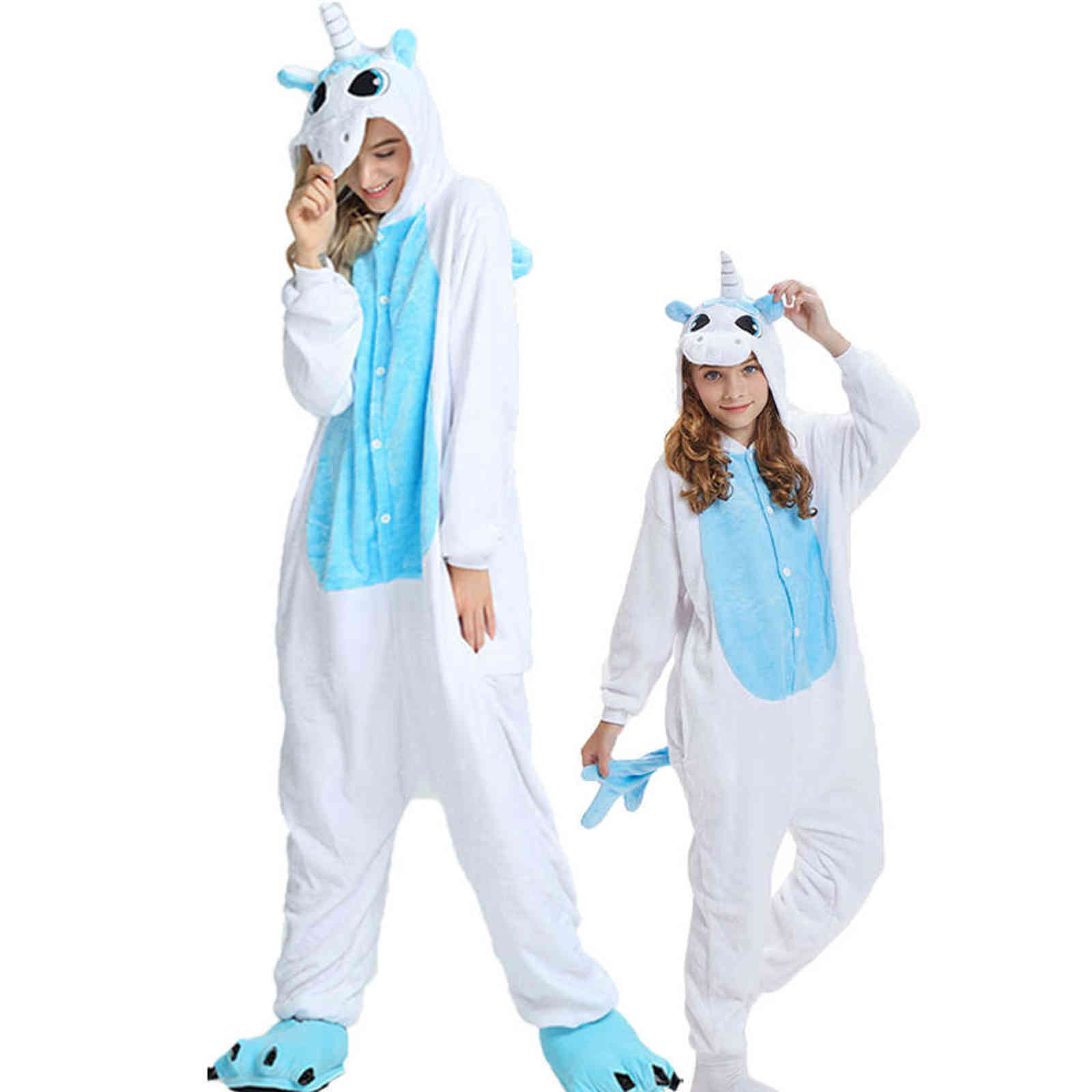 Kids Panda Pajamas Animal Sleepwear Winter Cartoon Stitch Onesies Children's Boys Girls Unicorn Flannel 211130