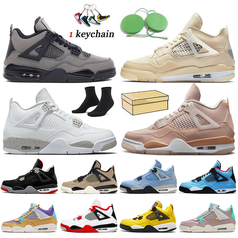 

Wholesale Women Men Jumpman 4 4s Basketball Shoes With Box Dark Grey Sail White Off Oreo Shimmer Mens Trainers Fire Red University Blue Taupe Haze Desert Moss Sneakers, A18 travis purple suede 40-45