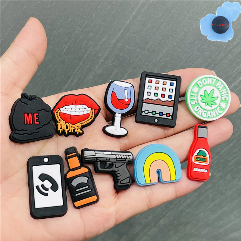 Wholesale 100Pcs+ Phone Hat Lip Rainbow Wine PVC Shoe charms Shoecharm Buckles Fashion Accessories Plastic ornaments Soft Rubber Jibitz for croc shoes
Wholesale 100Pcs+ Phone Hat Lip Rainbow Wine PVC Shoe charms Shoecharm Buckles Fashion Accessories Plastic ornaments Soft Rubber Jibitz for croc shoes