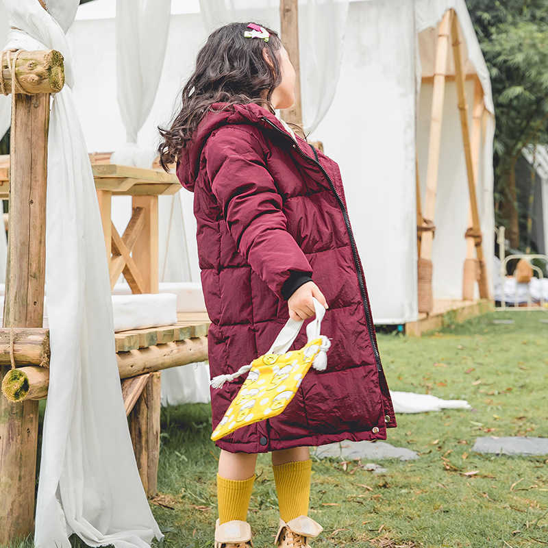 Winter Girls Long White Duck Down Jacket Children's Thick Warm Down Coat Teen Boy Kids Hooded Snow Suit TZ826 H0909
