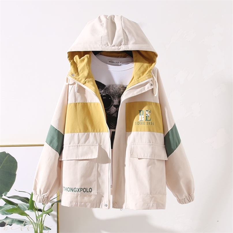 Harajuku Jacket Women Casual Hooded Letter Printed Short Coats Ladies Patchwork Colot Loose Windbreaker Woman Autumn Outwear 210525
Harajuku Jacket Women Casual Hooded Letter Printed Short Coats Ladies Patchwork Colot Loose Windbreaker Woman Autumn Outwear 210525