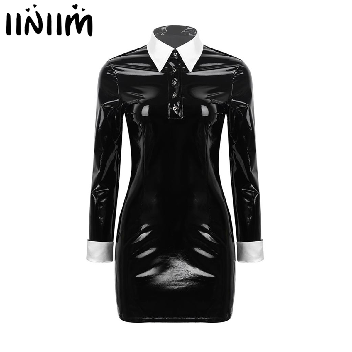 Women Ladies Wetlook Clubwear White Collar Bodycon Fancy Parties Dress Dark Gothic Darling Costume Femme Halloween Cosplay Dress, Default color
Women Ladies Wetlook Clubwear White Collar Bodycon Fancy Parties Dress Dark Gothic Darling Costume Femme Halloween Cosplay Dress, Default color