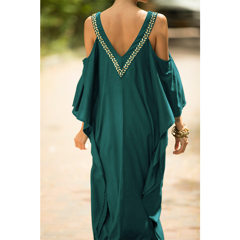 Quick-drying Bikini Cover-ups Bohemian Print V-neck Summer Dress Beach Tunic Women Beachwear Kaftan Swimsuit Cover Up Q943 210420