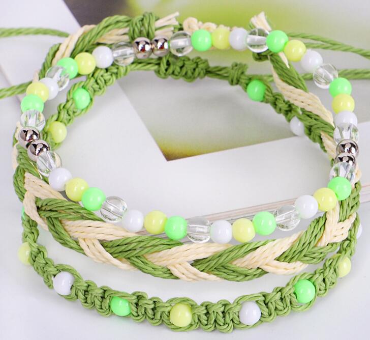 Women's new suit bracelet 3-piece hand-woven wax thread color beaded bohemian bracelet GC449