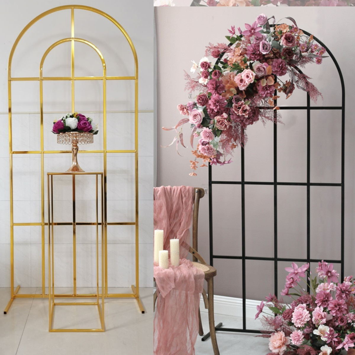 Outdoor Lawn Wedding Decoration Welcome Screen Iron Frame Plinth Table Flower Arch Birthday Balloons Rack Party Stage Backdrops Stand Fabric Display S