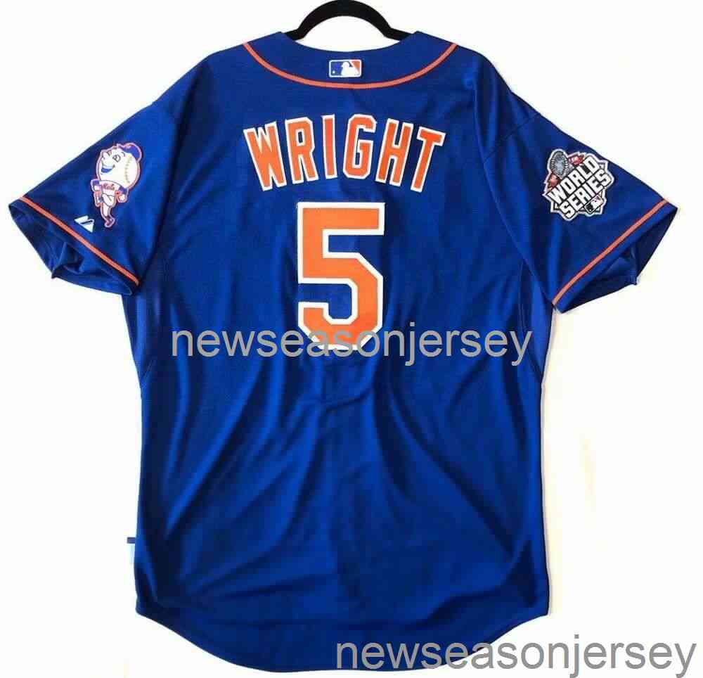 Stitched DAVID WRIGHT COOL BASE JERSEY World Series PATCH Men Women Youth Baseball Jersey XS-5XL 6XL