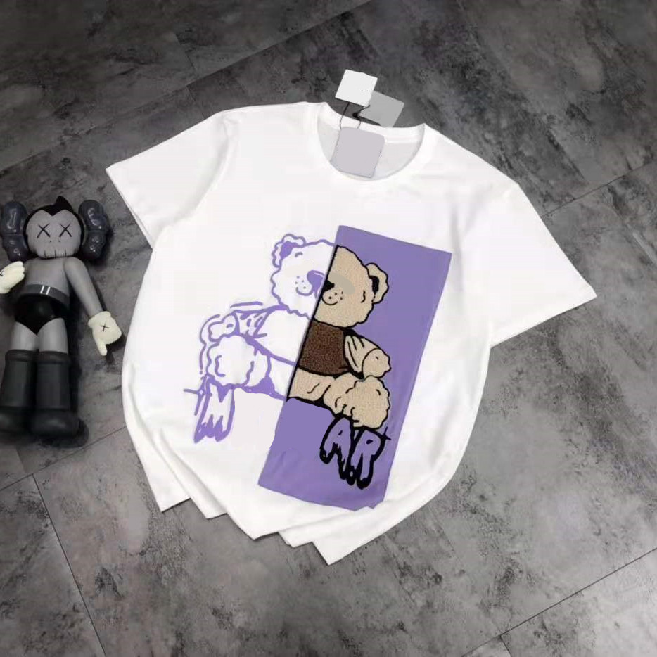 t shirt 21 spring and summer fashion brand teddy bear patch towel foam printing cute age reducing comfortable couple short sleeves, White
t shirt 21 spring and summer fashion brand teddy bear patch towel foam printing cute age reducing comfortable couple short sleeves, White