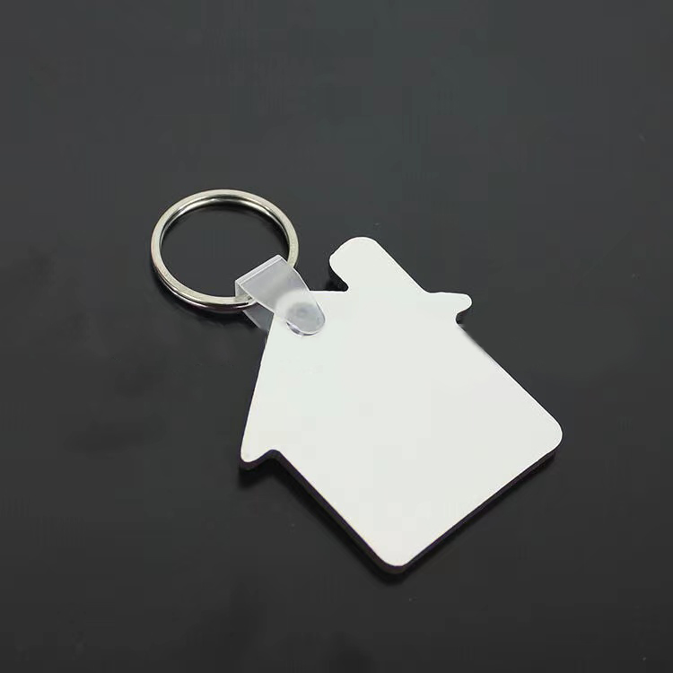 Heat Transfer Wooden Keychains Double Sided Sublimation Blank House Keychain Pendant Keyring Creative DIY Key Chain