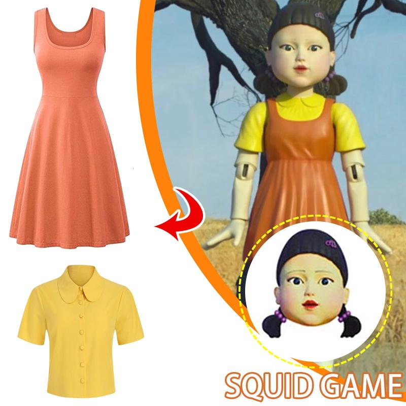 women's t-shirt 2021 fashion movie squid game doll yellow collared sweater women short sleeve t shirt summer girls cool, White
women's t-shirt 2021 fashion movie squid game doll yellow collared sweater women short sleeve t shirt summer girls cool, White
