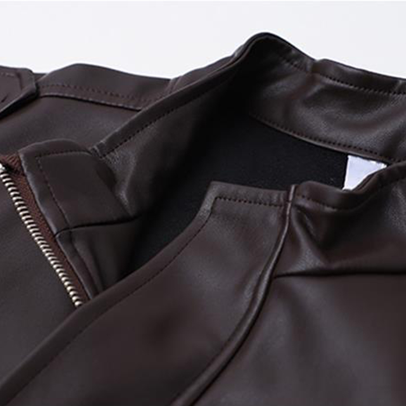 Spring Women Casual Loose Big Pocket Zipper Leather Jacket Biker Punk Black Puff Sleeve Chic Pu Outwear 210430