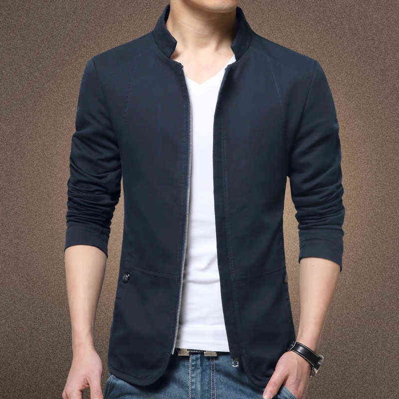Mens Jacket Fashion Standing Collar Jacket Coats Men Slim Fit Business Casual Male Jackets Men Clothing Plus Size M-5XL Solid 211110