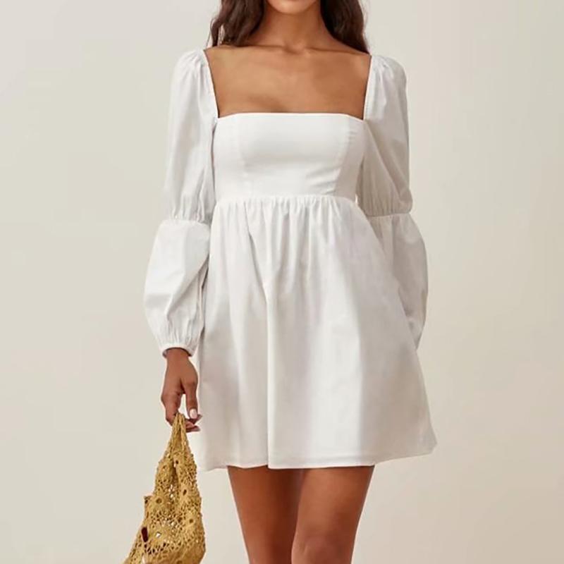 Casual Dresses Women Backless A-line Dress High Waist Solid Color Lantern Long Sleeve Square Collar Mini Female Party Clubwear Autumn, Black
Casual Dresses Women Backless A-line Dress High Waist Solid Color Lantern Long Sleeve Square Collar Mini Female Party Clubwear Autumn, Black