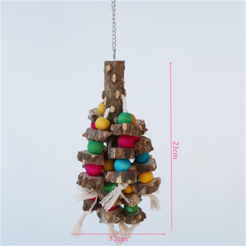 Pet educational toysBird toysNatural wooden parrot toysCotton rope wooden molar toysSwing bird chew string molar toys