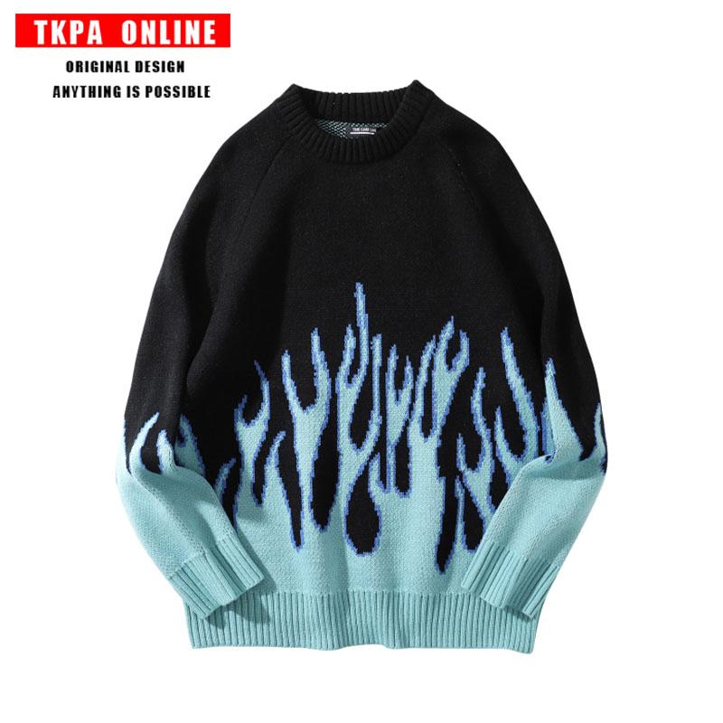 Men's Sweaters TKPA South Korea Loose Couples Knitted Sweater Flame Country Tide Men And Women Hip-hop High Street Round Neck Pullover, White;black
Men's Sweaters TKPA South Korea Loose Couples Knitted Sweater Flame Country Tide Men And Women Hip-hop High Street Round Neck Pullover, White;black