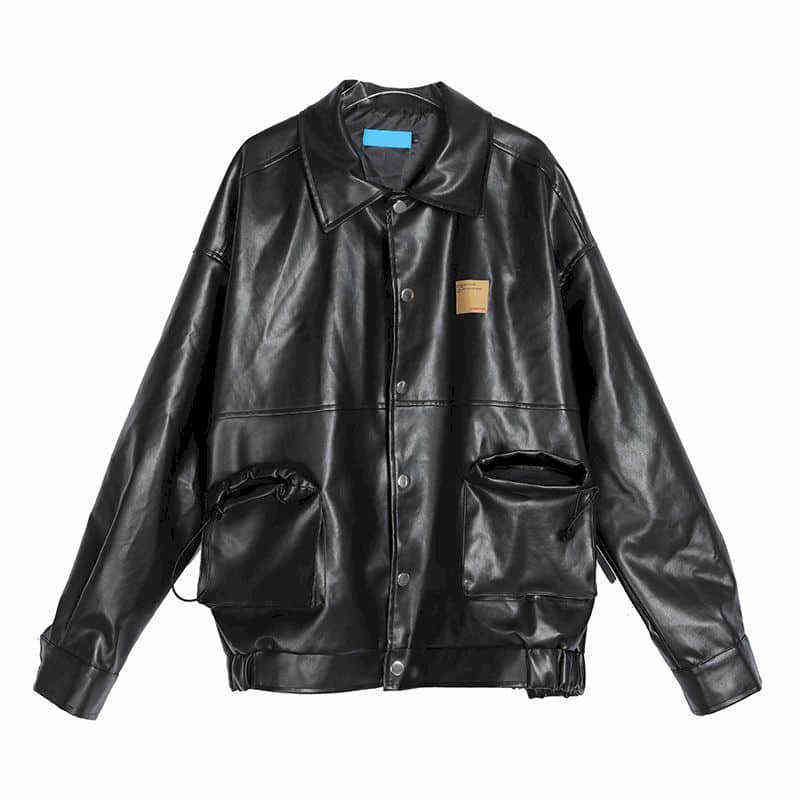 Motorcycle Leather Men's Flight Suit Jacket 2022 Spring Autumn Korean Style Trendy Handsome Loose Soft Winter Women's Jacket 220124