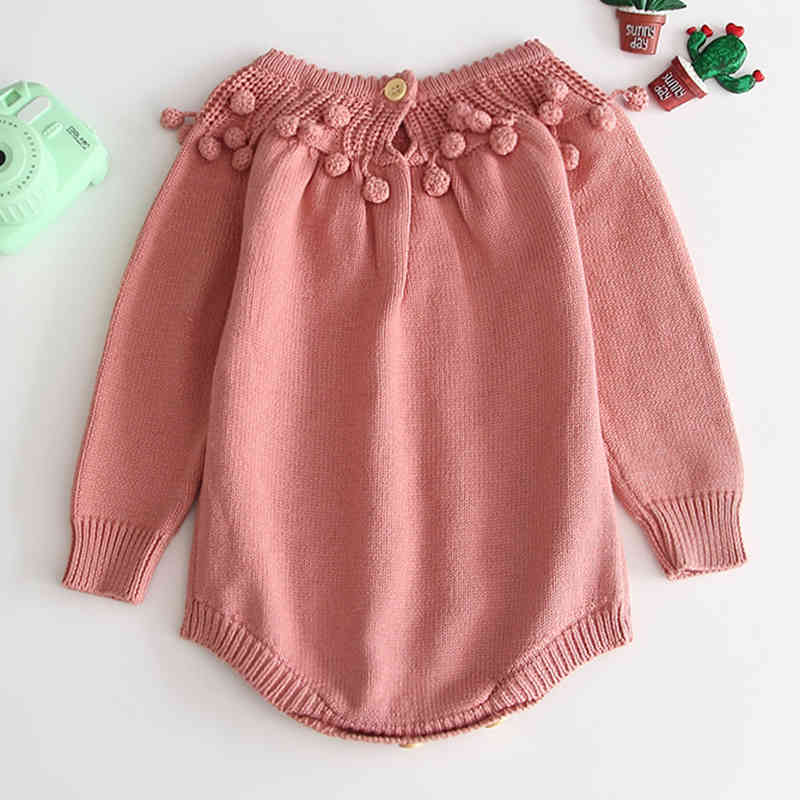 Autumn Winter Baby Girl Rompers Long Sleeves Lovely Pure Color born 210429
