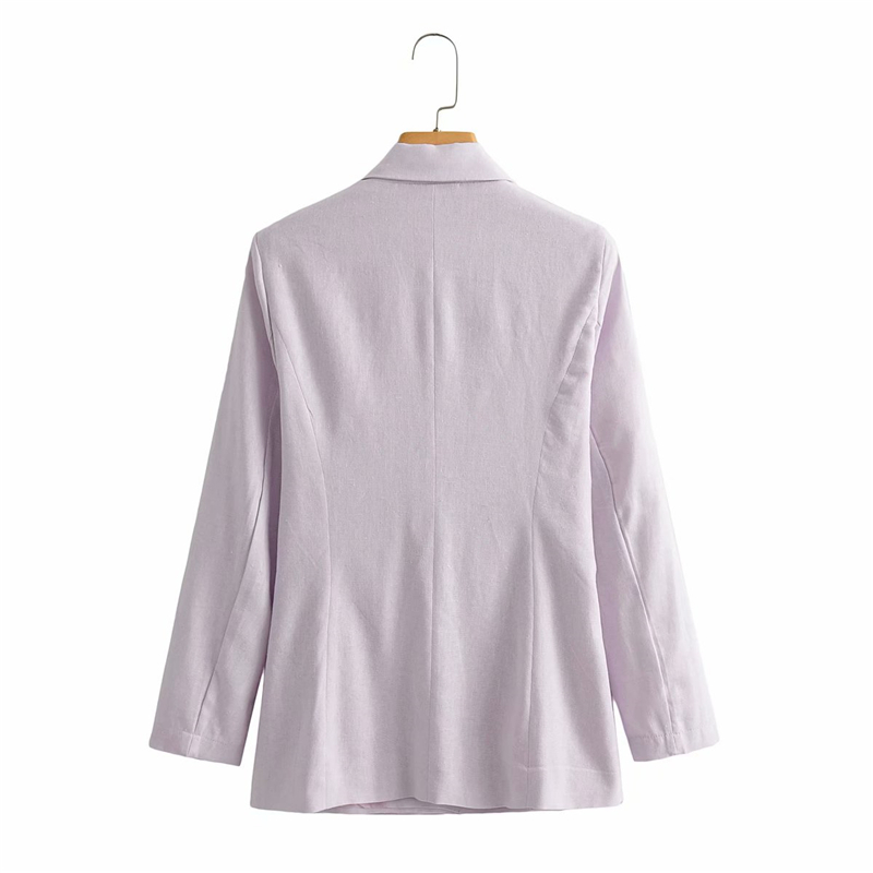 Elegant Women Light Purple Jacket Fashion Ladies Notched Neck Blazer Causal Female Chic Double Breasted Coats 210430