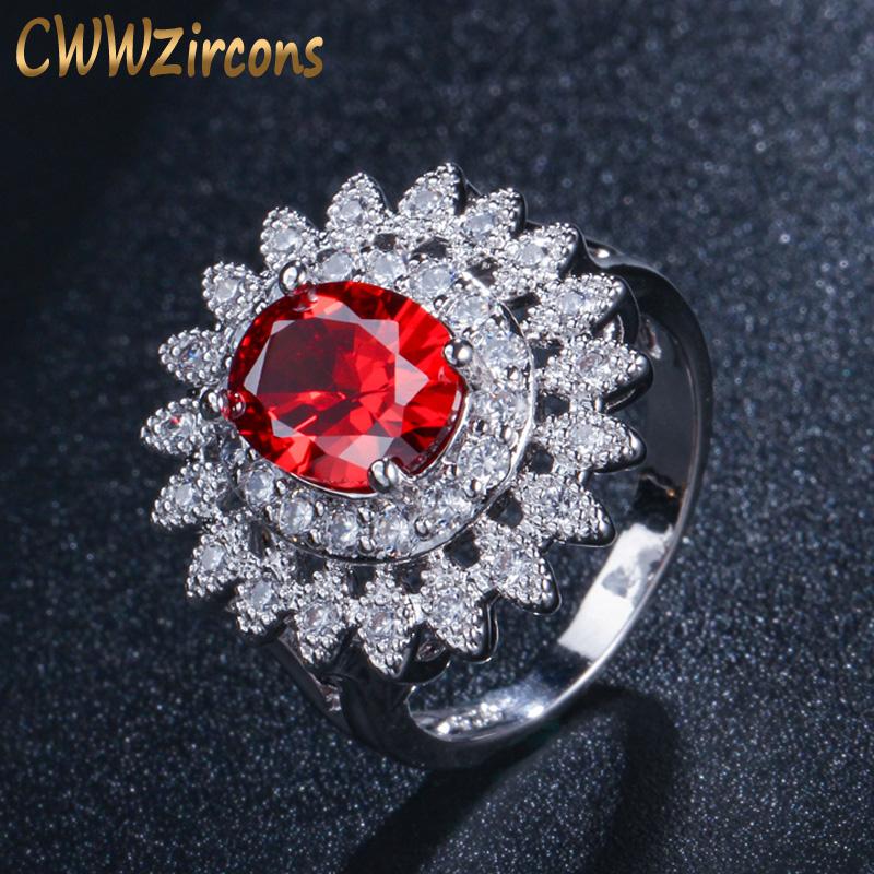 Cluster Rings CWWZircons Fashion White Gold Color Wedding Party Jewelry Big Stunning Red CZ Stone Flower Ring For Women R020, Golden;silver
Cluster Rings CWWZircons Fashion White Gold Color Wedding Party Jewelry Big Stunning Red CZ Stone Flower Ring For Women R020, Golden;silver