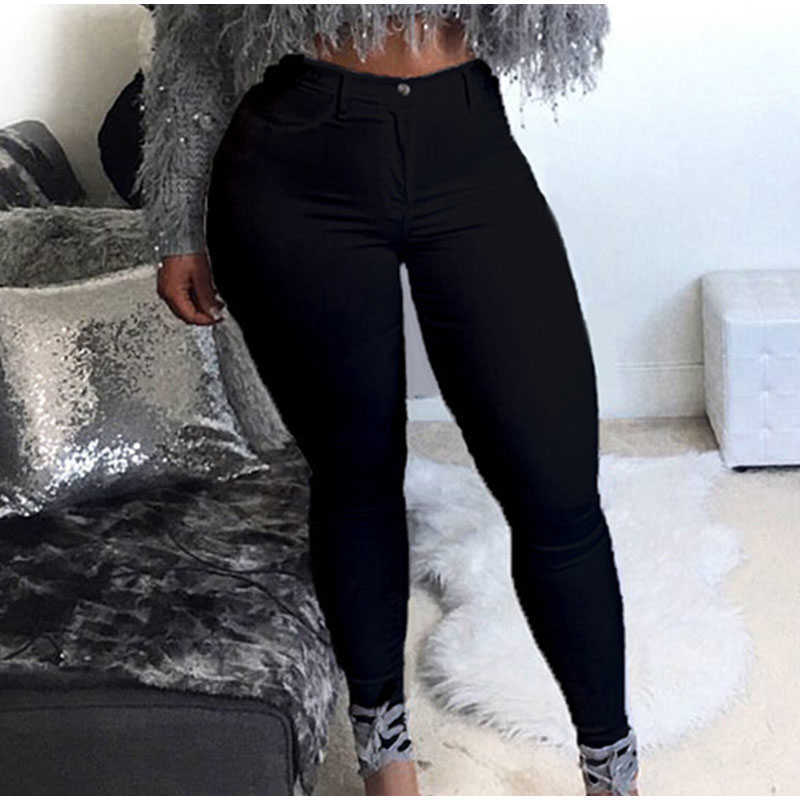 Plus Size High Waist Stretchy Skinny White Basic Casual Jeans 4XL Distressed Bodycon Pencil Denim Pants Lady Indie Trousers Jean 210616