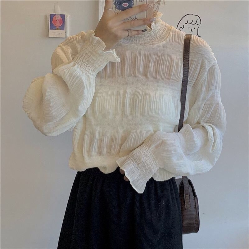 Women Long Sleeve Solid Chiffon Tops Ladies Korean Casual Ruffled Lace Blouse Vintage Butterfly Shirt Blusas Mujer 210519, White
Women Long Sleeve Solid Chiffon Tops Ladies Korean Casual Ruffled Lace Blouse Vintage Butterfly Shirt Blusas Mujer 210519, White