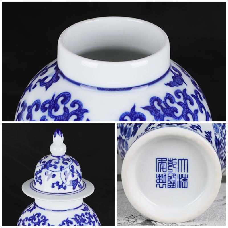 Vintage Blue And White Porcelain Home Ceramic Vase With Lid Art Crafts Decor Creative Slender Floral Flower Decoration Vases