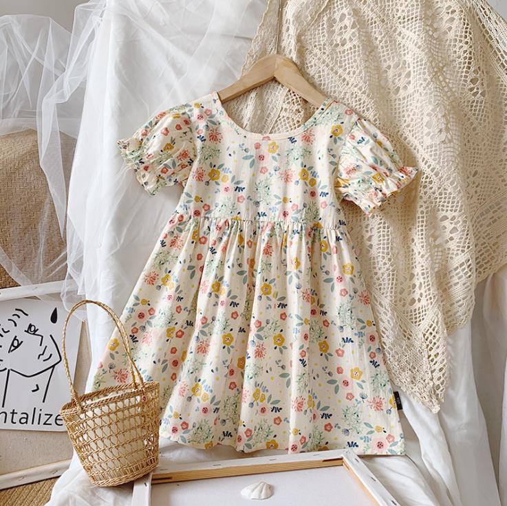 Girls floral dresses 2021 summer Korean version of baby girl children's princess dress kid clothes