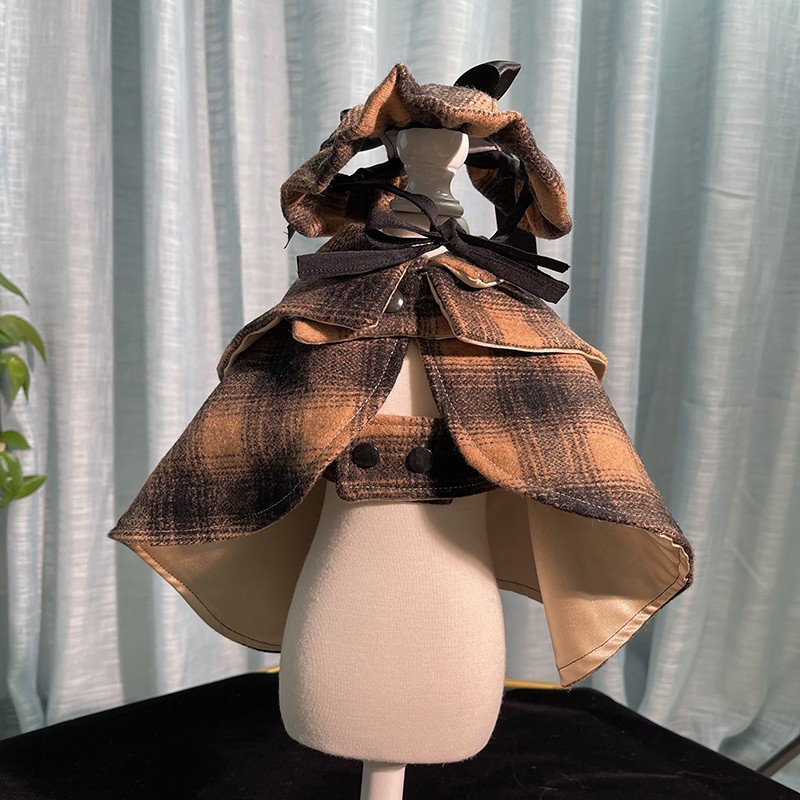 Handmade Dog Apparel Clothes Cloak Cape Pet Costume Scotch Tartan With Cap British Detective Style Gentleman Warm Soft Holiday Traveling, Plaid
Handmade Dog Apparel Clothes Cloak Cape Pet Costume Scotch Tartan With Cap British Detective Style Gentleman Warm Soft Holiday Traveling, Plaid
