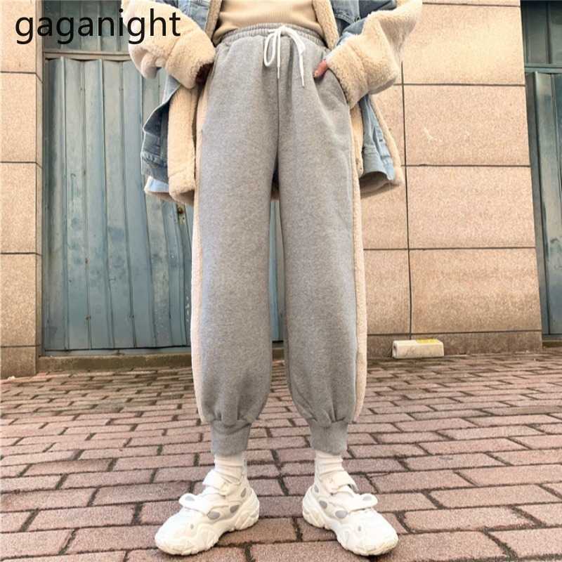 Autumn Winter Pants Women Sweatpants Patchwork Color Casual Loose Girls Elastic High Waist Trousers Fleece Pantalon 210601