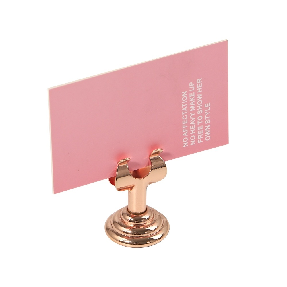 37x30mm Stainless Steel u Mini Table Desk Sign Tag Number Name Card Holder Stand Wedding Restaurant Home Decoration Silver Gold