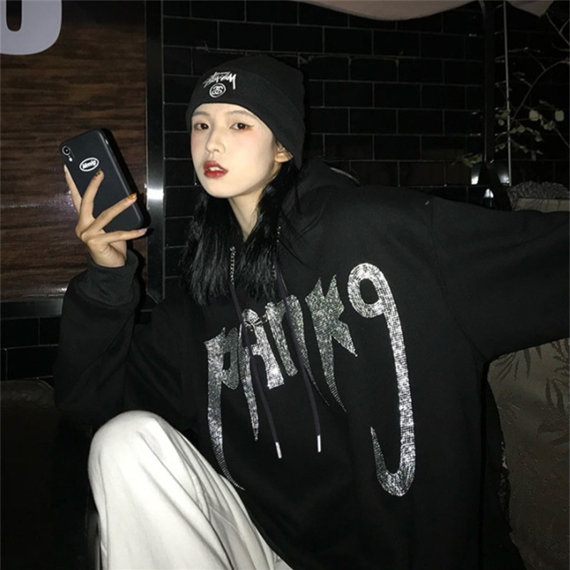 Women's sweater 2021 new spring and autumn Korean version ins hip hop hot Diamond Black Loose student hooded long sleeve coat fashion
Women's sweater 2021 new spring and autumn Korean version ins hip hop hot Diamond Black Loose student hooded long sleeve coat fashion