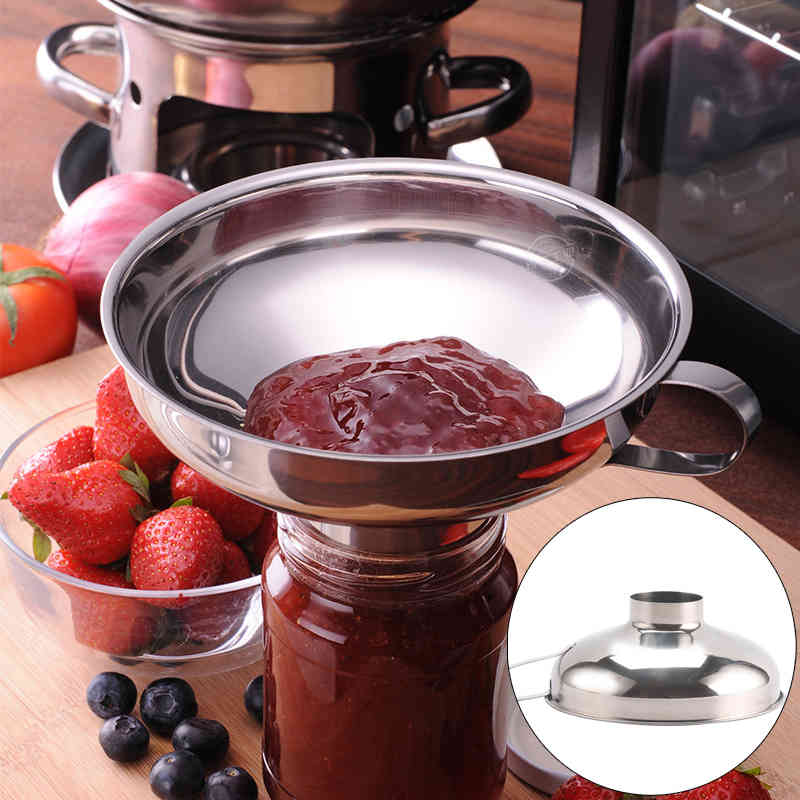 1PC Stainless Steel Funnel Wide Mouth Canning Hopper Filter Food Pickles Spices Jam Funnel Kitchen Gadgets Cooking Tools